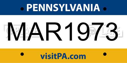 MAR1973 Pennsylvania License Plate