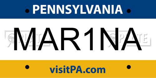 MAR1NA Pennsylvania License Plate