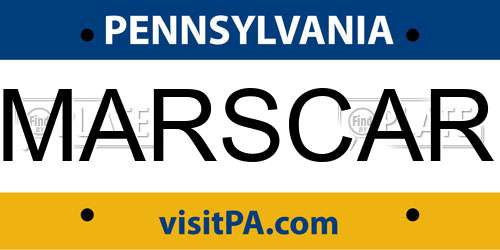 MARSCAR Pennsylvania License Plate