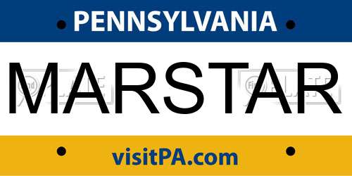 MARSTAR Pennsylvania License Plate