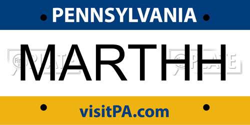 MARTHH Pennsylvania License Plate