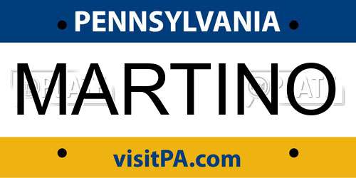 MARTINO Pennsylvania License Plate
