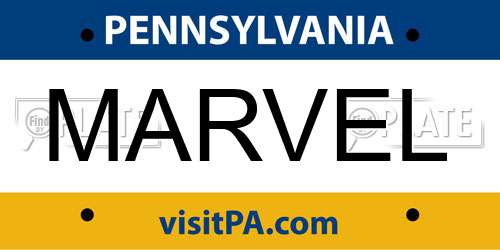 MARVEL Pennsylvania License Plate