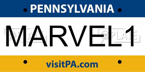 MARVEL1 Pennsylvania License Plate