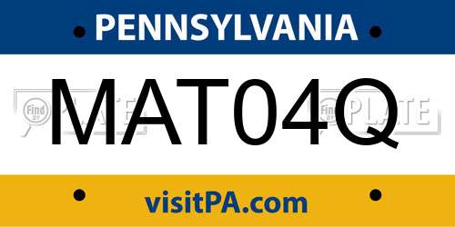 MAT04Q Pennsylvania License Plate