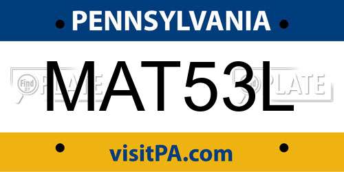 MAT53L Pennsylvania License Plate