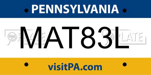 MAT83L Pennsylvania License Plate