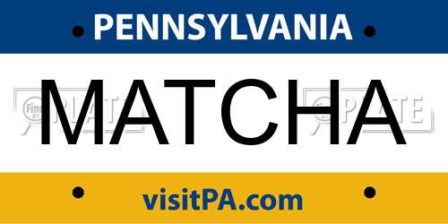 MATCHA Pennsylvania License Plate