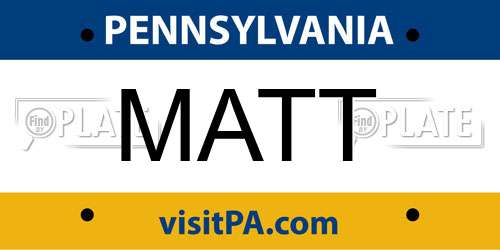 MATT Pennsylvania License Plate