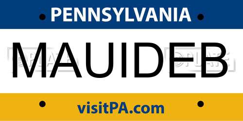 MAUIDEB Pennsylvania License Plate