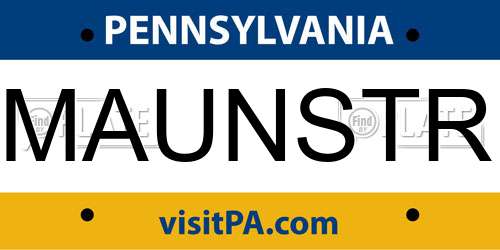 MAUNSTR Pennsylvania License Plate