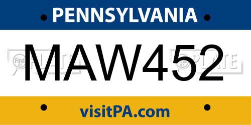 MAW452 Pennsylvania License Plate