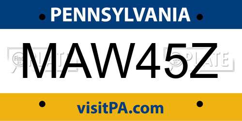 MAW45Z Pennsylvania License Plate