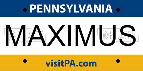 MAXIMUS Pennsylvania License Plate