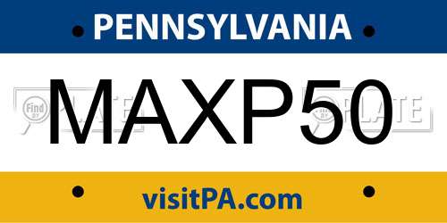 MAXP50 Pennsylvania License Plate