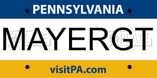 MAYERGT Pennsylvania License Plate