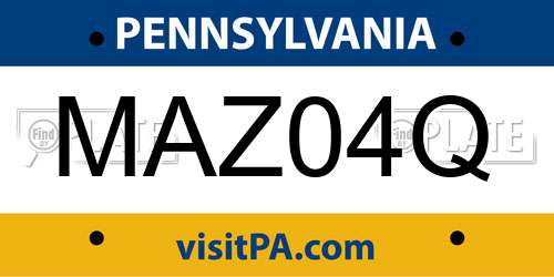 MAZ04Q Pennsylvania License Plate