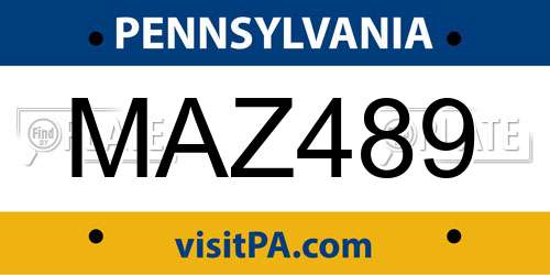 MAZ489 Pennsylvania License Plate
