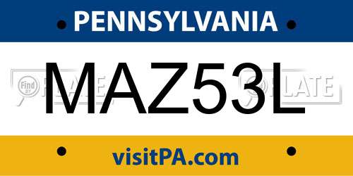 MAZ53L Pennsylvania License Plate