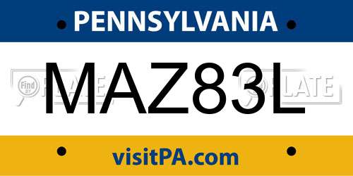 MAZ83L Pennsylvania License Plate