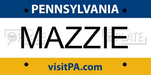 MAZZIE Pennsylvania License Plate