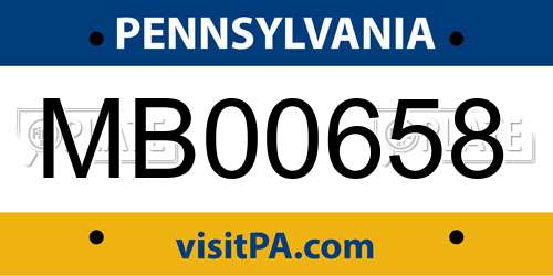 MB00658 Pennsylvania License Plate