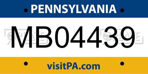 MB04439 Pennsylvania License Plate