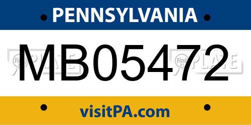 MB05472 Pennsylvania License Plate