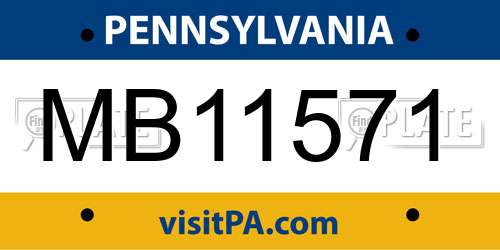 MB11571 Pennsylvania License Plate