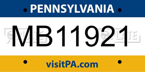 MB11921 Pennsylvania License Plate