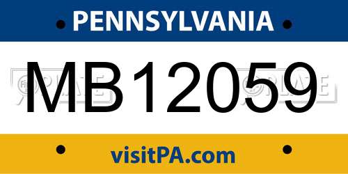 MB12059 Pennsylvania License Plate