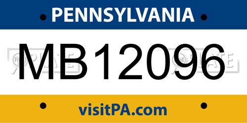 MB12096 Pennsylvania License Plate