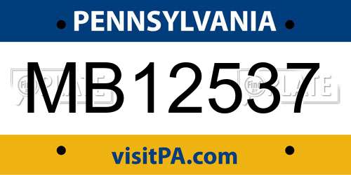 MB12537 Pennsylvania License Plate