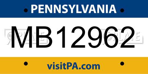 MB12962 Pennsylvania License Plate