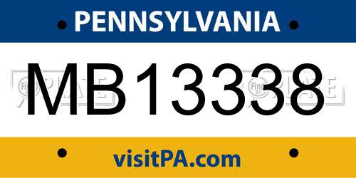 MB13338 Pennsylvania License Plate