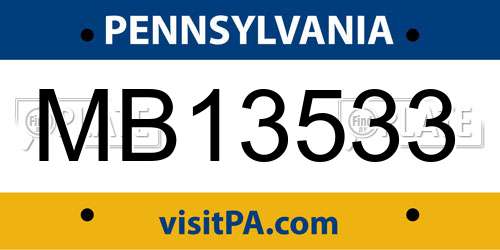 MB13533 Pennsylvania License Plate