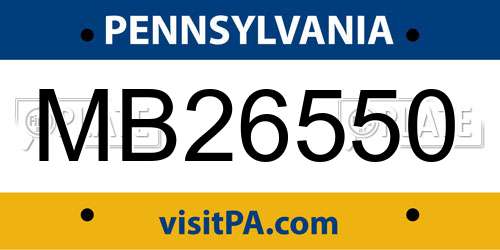MB26550 Pennsylvania License Plate