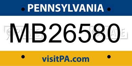 MB26580 Pennsylvania License Plate