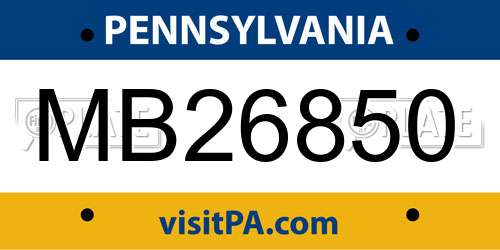 MB26850 Pennsylvania License Plate