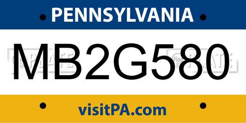 MB2G580 Pennsylvania License Plate