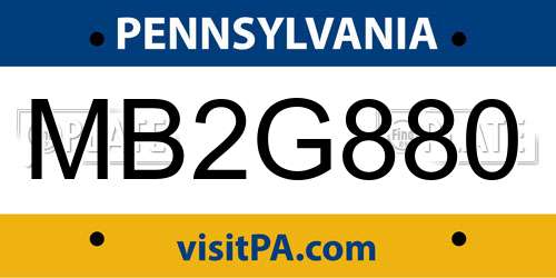 MB2G880 Pennsylvania License Plate