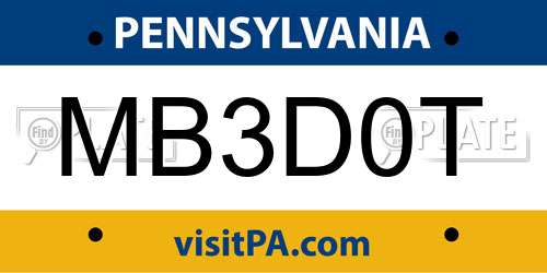MB3D0T Pennsylvania License Plate