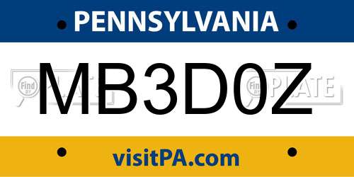 MB3D0Z Pennsylvania License Plate