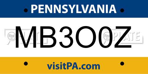 MB3O0Z Pennsylvania License Plate