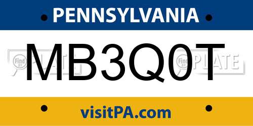 MB3Q0T Pennsylvania License Plate