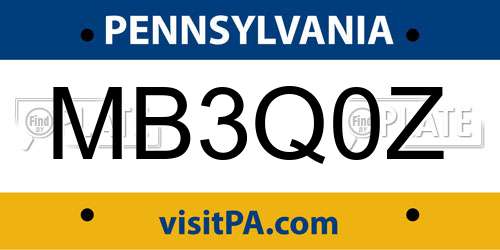 MB3Q0Z Pennsylvania License Plate