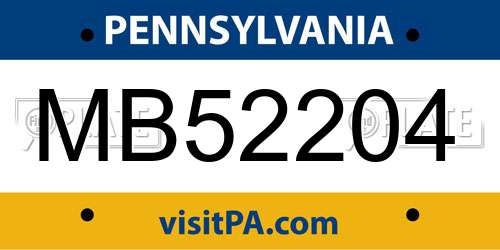 MB52204 Pennsylvania License Plate
