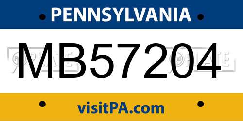MB57204 Pennsylvania License Plate