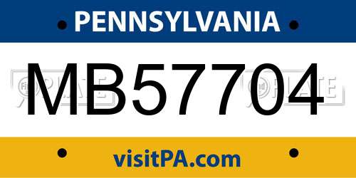 MB57704 Pennsylvania License Plate