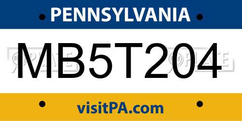 MB5T204 Pennsylvania License Plate